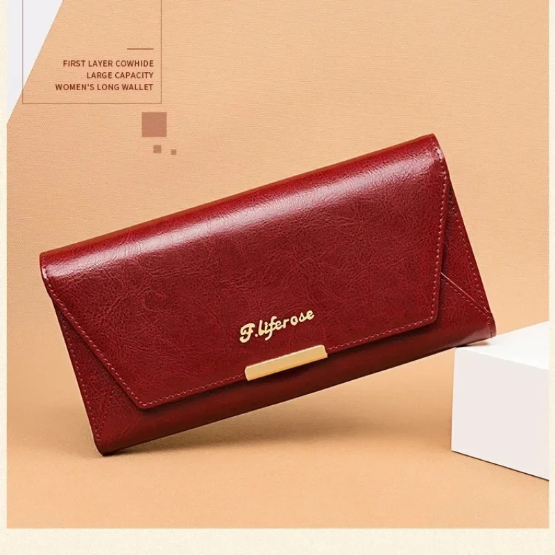 

Women Long Genuine Cow Leather Wallet RFID Brand Large Capacity Phone Clutch Cowhide Cardholder Real Leather Envelop Purse 6Z