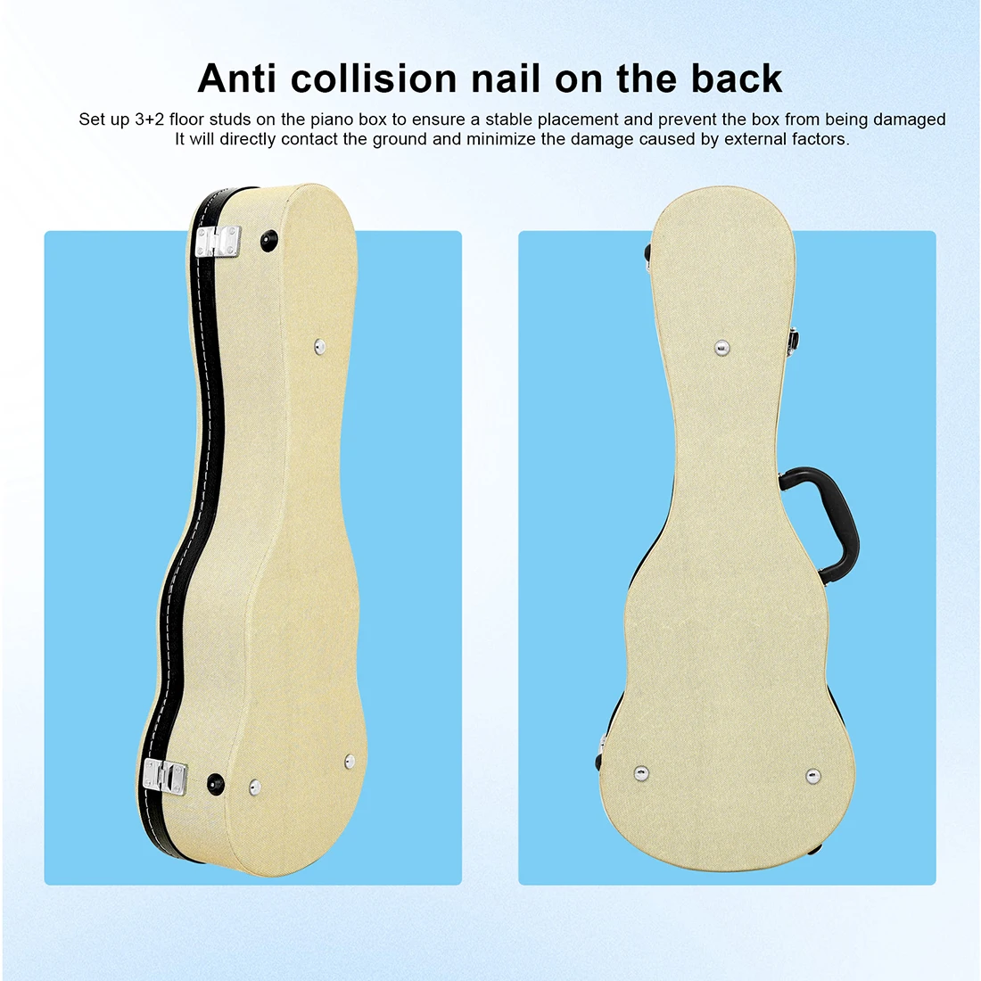 M MBAT Ukulele Bag 23 Inch Thickened Hardened Moisture-Proof Waterproof Box Leather+Metal Materical Backpack Mini Guitar Parts