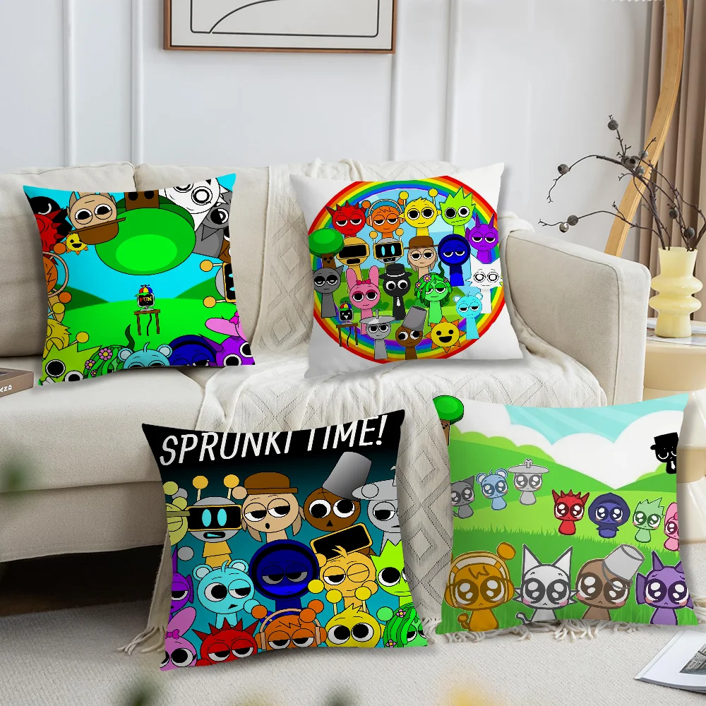 Funny Game Cartoon S-Sprunki cushion cover Cushion Room Bedroom Headboard Sofa Living Backrest Nap Time Pillow Case