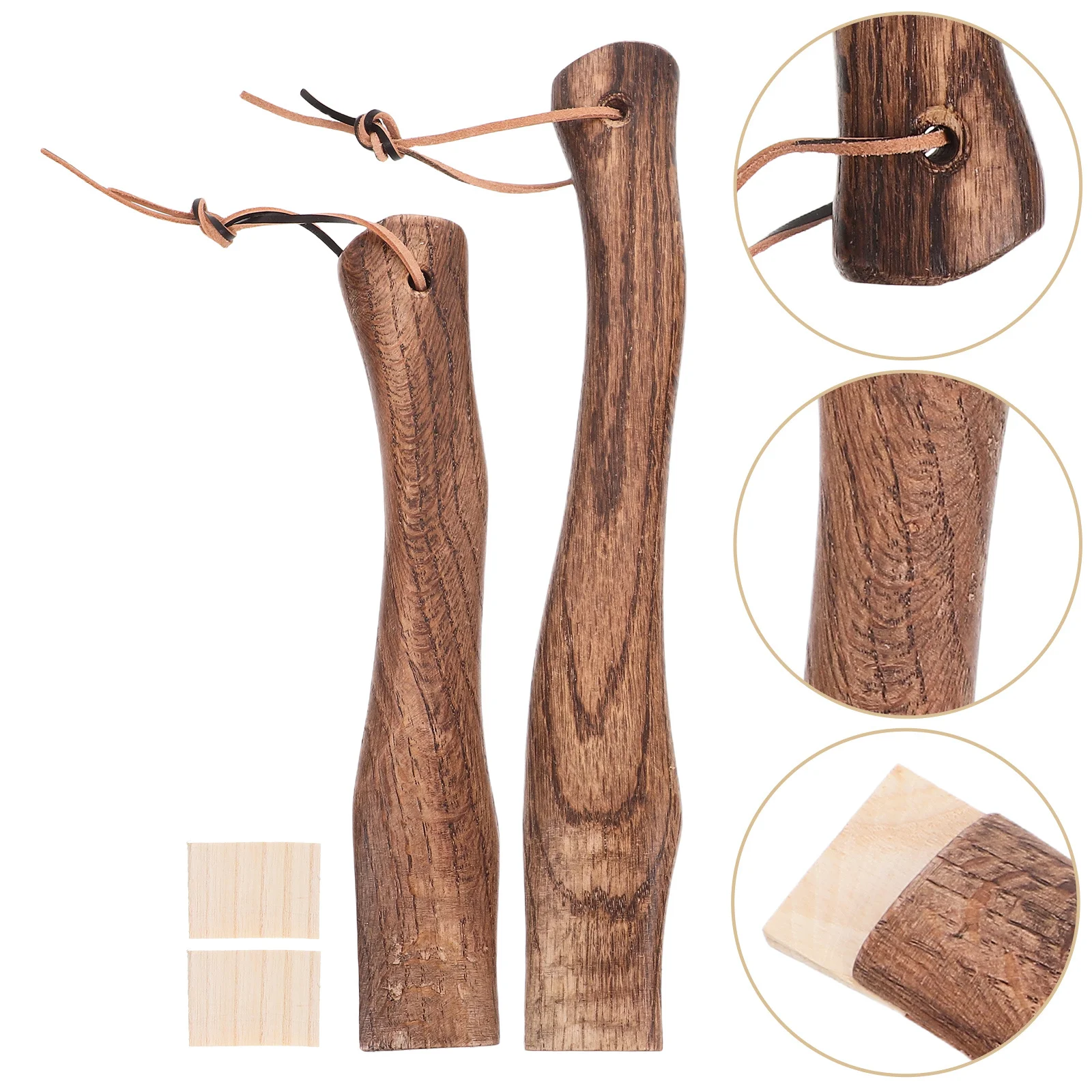 2Pcs Wooden Axe Handles Short Curved Replacement for Hatchet Hammer Ergonomic Solid Wood Handle Hanging Hole Axe Handles