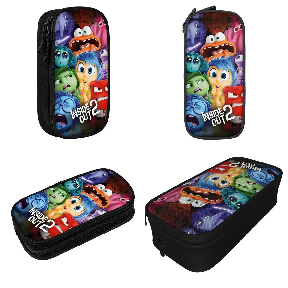 Double Layer Cartoon Pencil Case, Acessórios de Escritório, Pencil Bag, Presente, Emoções De Dentro Para Fora, 2, Grande Capacidade, 2024