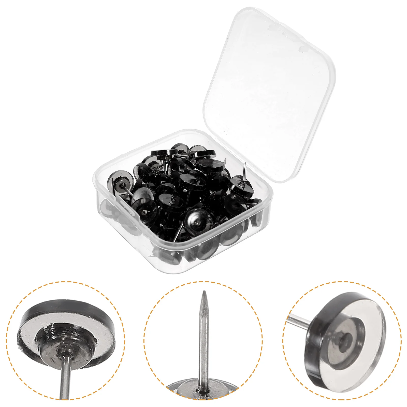 Wire Circular Positioning Pin Pegboard Office Thumb Tacks Black Plastic Thumbtack Travel