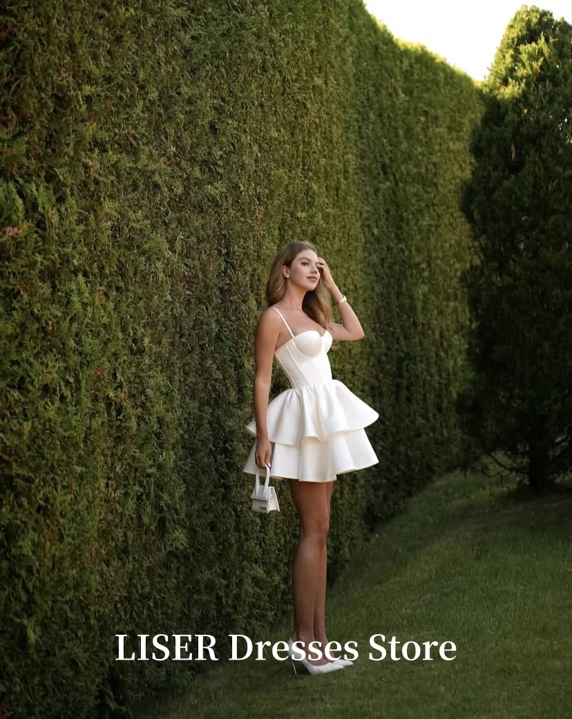 Liser فساتين سهرة قصيرة بدون حمالات مثيرة على شكل حرف a من الحرير والساتان مخصصة رداء de soirée فساتين لحضور الحفلات الموسيقية القصيرة مناسبة خاصة