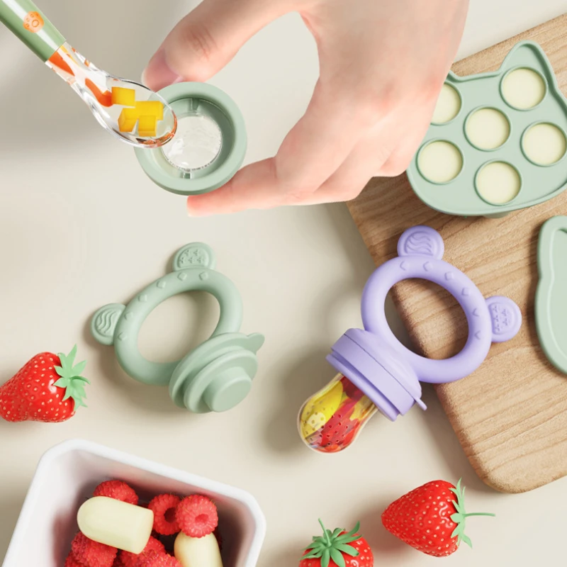 Silikon-Baby-Fruchtfütterer-Set: Muttermilch-Eisformen für Babyzahnung & Aufbewahrungsbehälter für die Selbsternährung von Säuglingen – Detail 5
