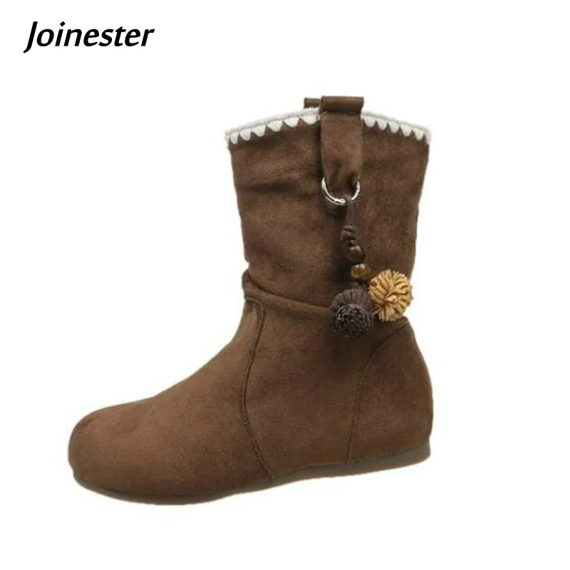 

Женские осенние ботильоны из искусственной замши в стиле ретро, модные короткие ботинки без шнуровки с увеличенной внутренней высотой, обувь для отдыха