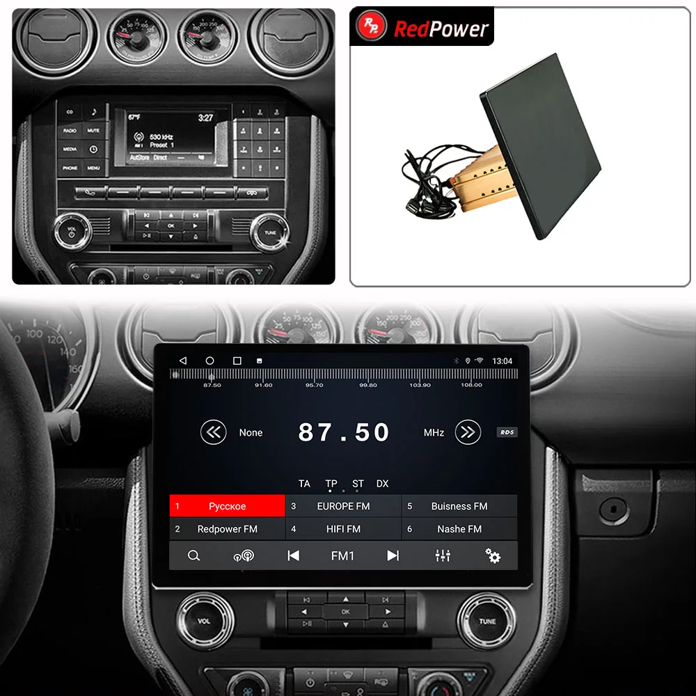 12.95 inch car radio redpower HiFi for Ford Mustang 6 2014 - 2021 Android 10.0 DVD player audio video DSP CarPlay 2 Din