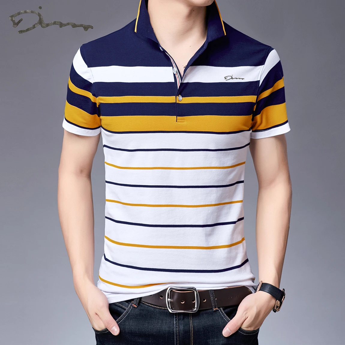 Brand Embroidery Men\'s Cotton Polo Shirts Classics 2024 Summer Striped Button Clothing Business Streetwear Short Sleeved T-shirt