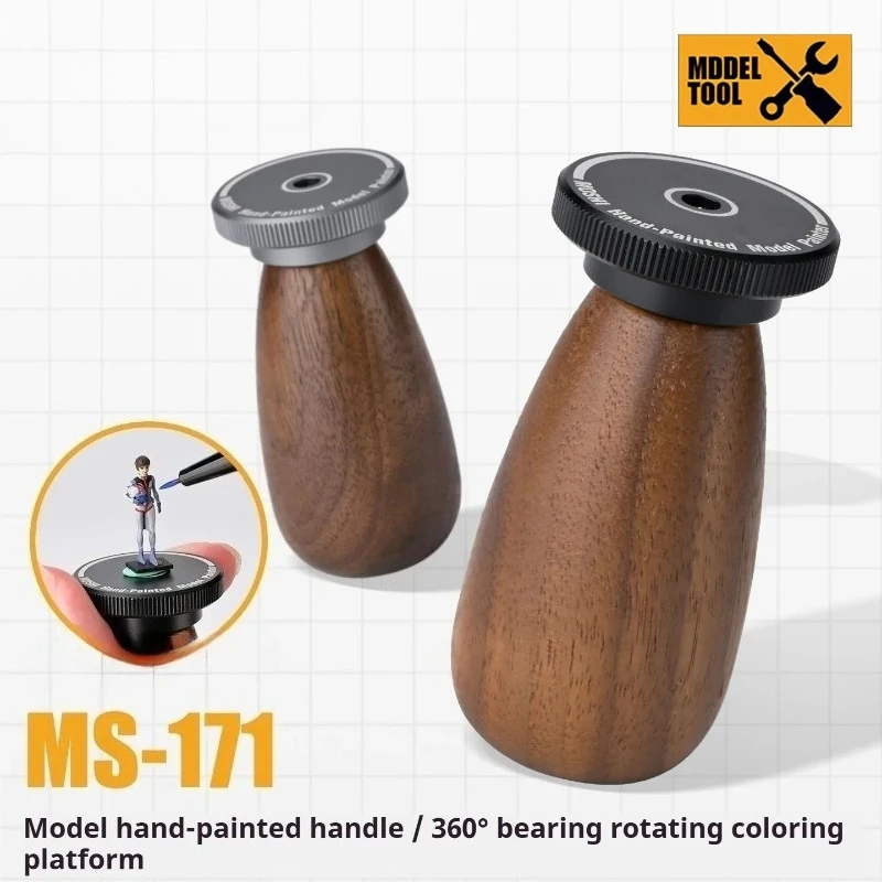 Wooden Model Painting Handle MS171 360° Rotating Coloring Turntable Miniature Figurine Hand Brush Assembly Hobby Craft Tool