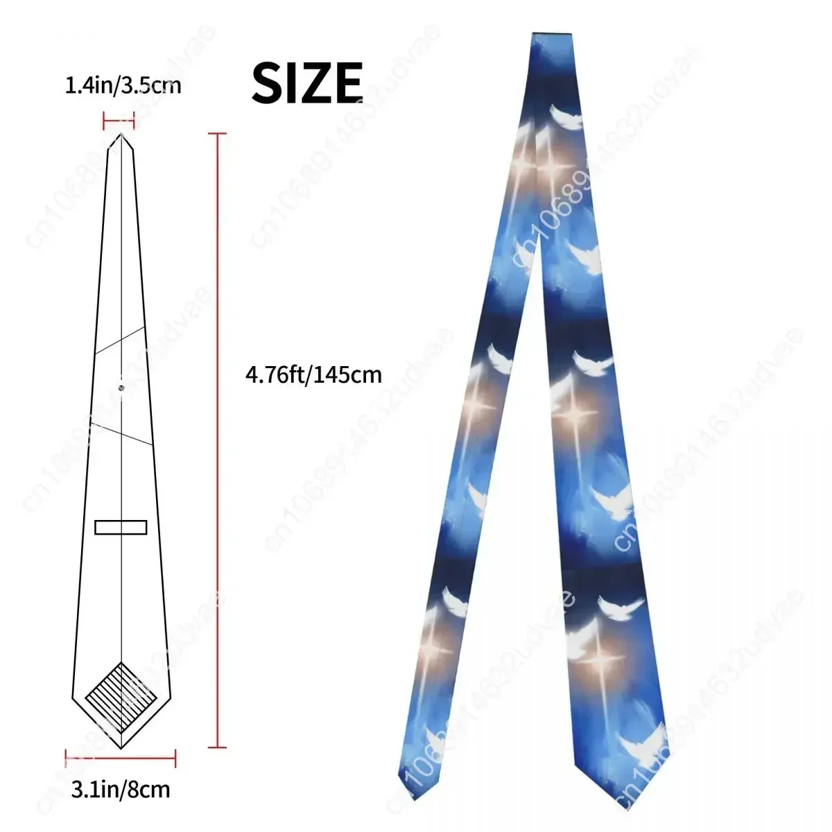 Croix chrétienne lumineuse avec trois colombes cravates hommes femmes Polyester 8 cm cravates pour hommes costumes étroits accessoires