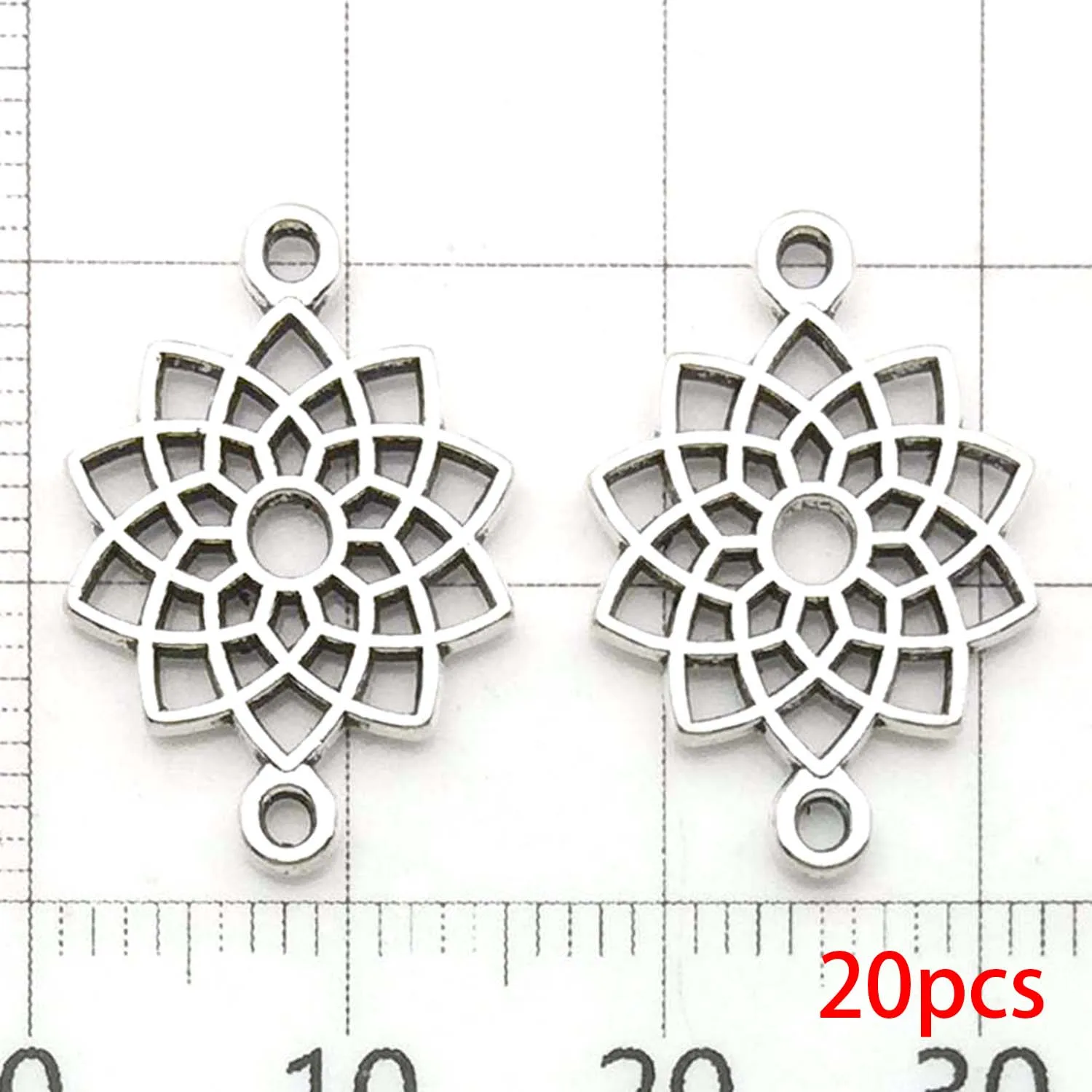 20pcs Antique Silvery Flower Connector Charms for DIY