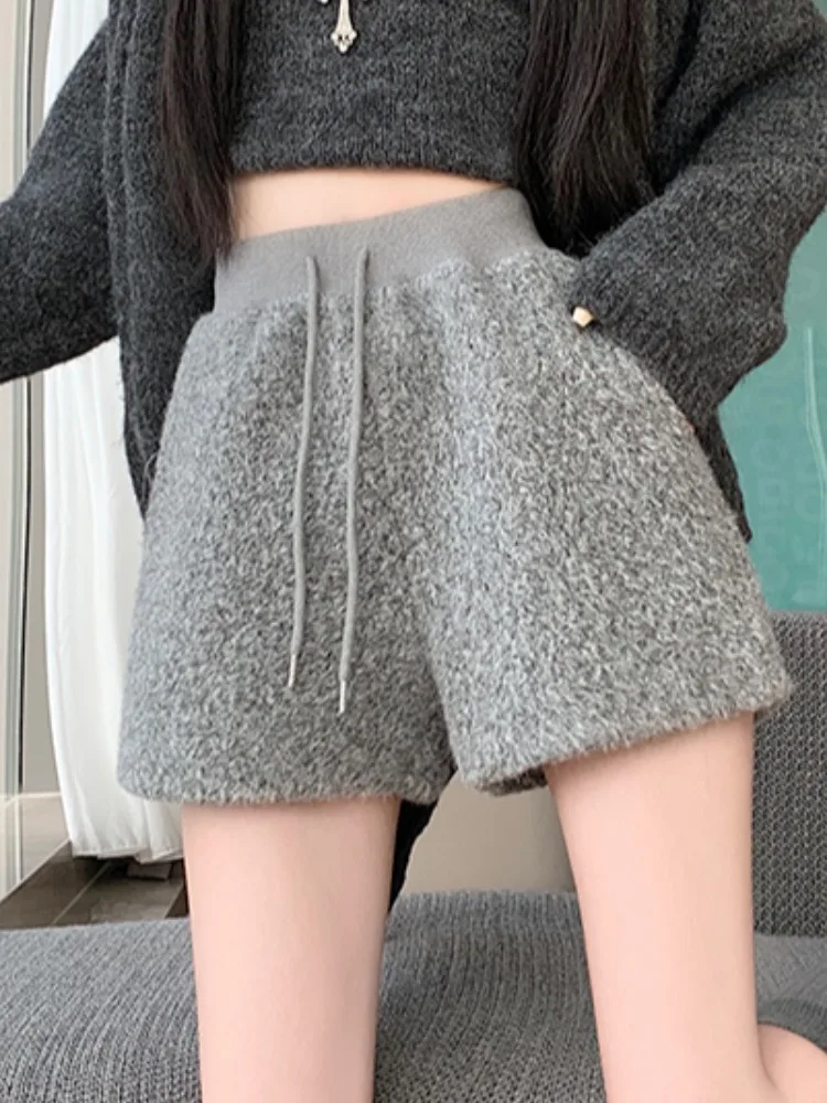 ハイウエスト A ライン ワイドレッグ パンツ レディース 秋冬 アウター フェイク ラムファー オルト ブーツ カジュアル パンツ トレンディ