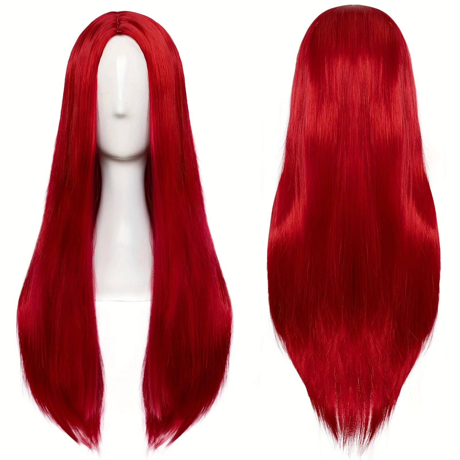 شعر مستعار صناعي طويل أحمر للنساء، زي كرنفال الهالوين، مناسب لعملاء الإناث البالغات #4