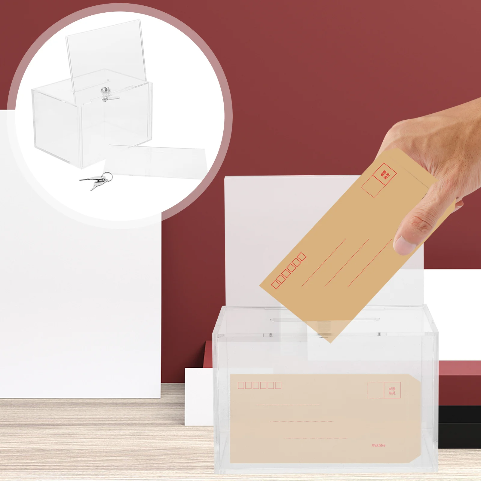 

Large Capacity Acrylic Donation Box With Lock Transparent Suggestion Box For Voting Fundraising Letter Collection