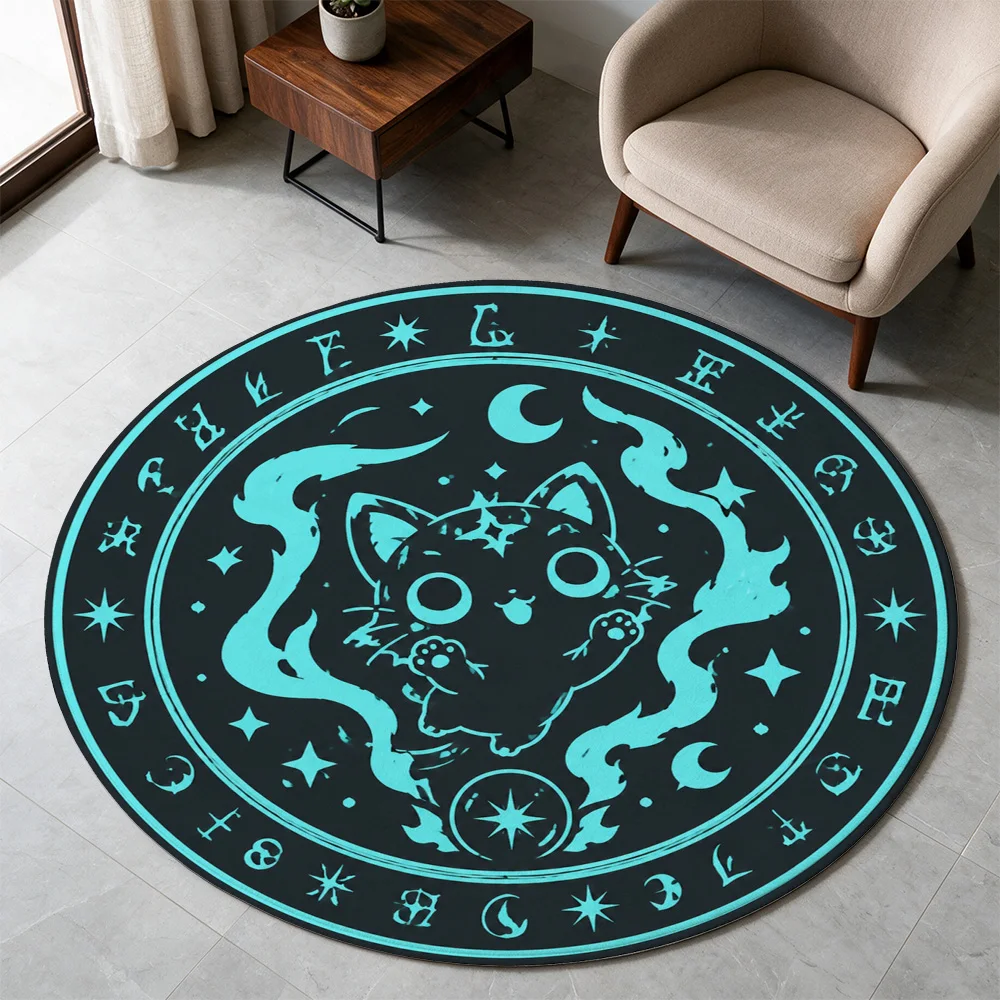 tapete-redondo-de-chao-com-tema-de-gato-mistico-zodiaco-steampunk-e-astrologia-decoracao-boemia-e-bruxa-para-sala-de-estar-boho-e-tapete-de-entrada