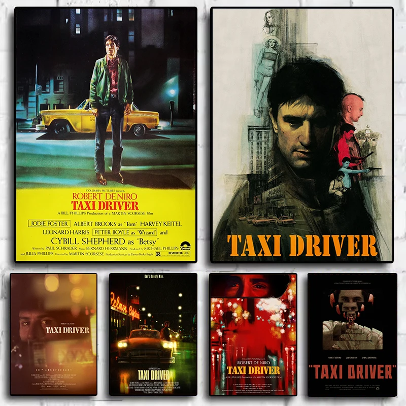 Retro Classic 80s Movie Taxi Driver Crime Film Poster HD Printed Canvas Painting Wall Art Pictures Home Interior Decor Gift