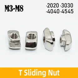 20-50PCS M3 M4 M5 M6 M8 슬롯 T-너트 슬라이딩 T 너트 해머 드롭 EU 20 30 40 45 시리즈 알루미늄 프로파일 용 고정 커넥터