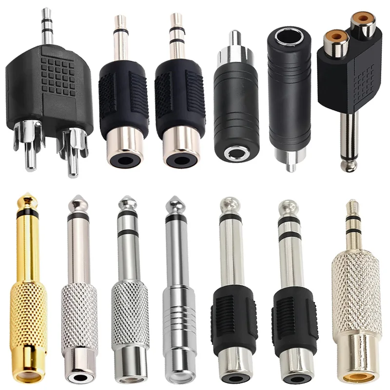Adaptador de Audio estéreo Mono, 5 uds., 6,5/6,35mm, interconexión TS, enchufe macho de 1/8 ", 1/4", conector hembra RCA, convertidor de altavoz