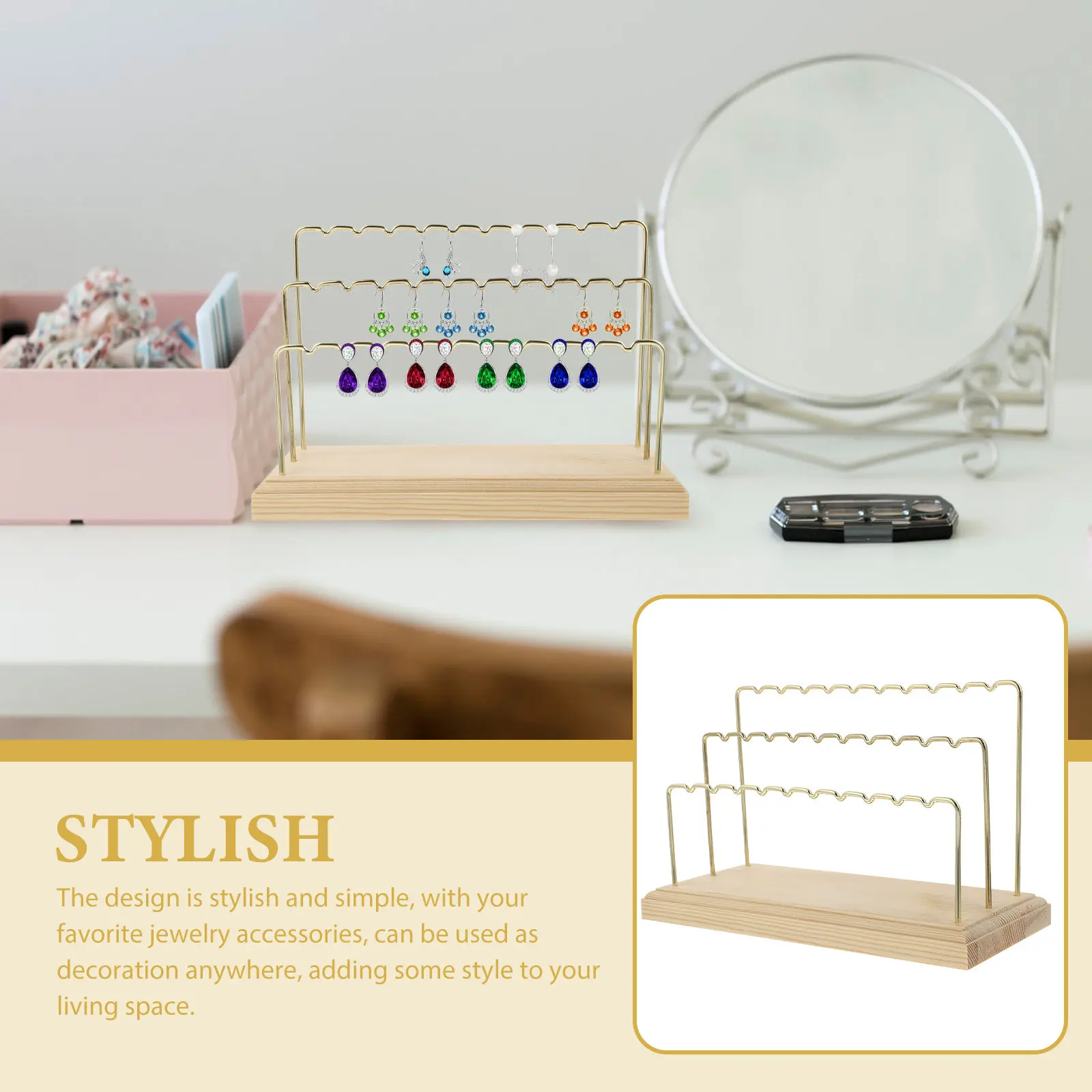 

Подставка для сережек, держатель для украшений, деревянная подставка, органайзер для хранения украшений на стол, прикроватную тумбочку, современный минималистичный дизайн