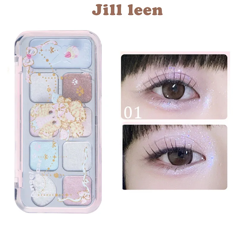 JILL Leen 9색 아이섀도우 팔레트 파우더 펄 광택 글리터 샤이니 저채도 컬러 파인 플래시 지속력 있는 아이 메이크업