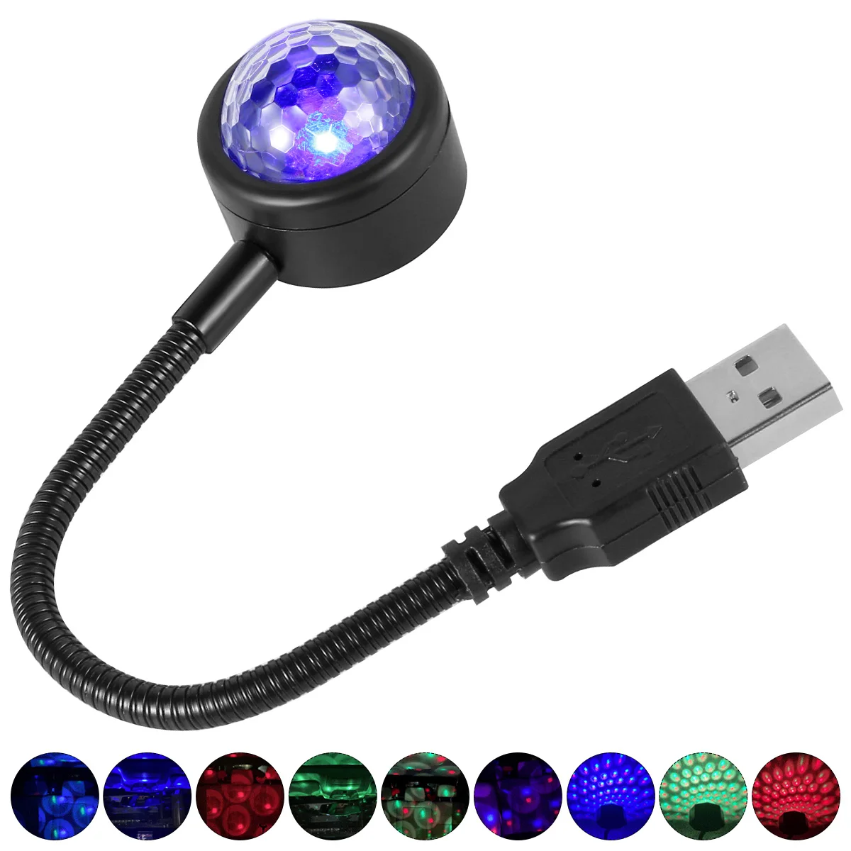 

Car Roof Projector Light Sound Activated USB Car Ambient Light with 4 Light Colors Multiple-Mode LED Car Interior Decoration