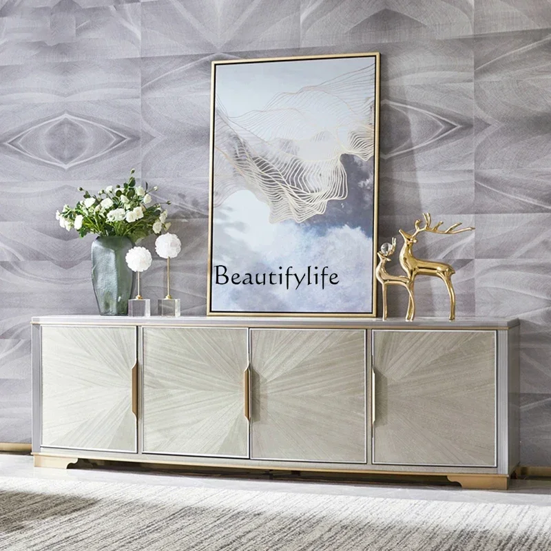 

01 yj19 American light luxury TV cabinet combination simple small apartment oval coffee table