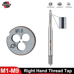 HAMPTON 2 unidades de tornillo métrico de grifo y troquel M1-M9 HSS, conjunto de troqueles de mano derecha, tornillo de máquina, Mini taladros de rosca, herramientas de mano