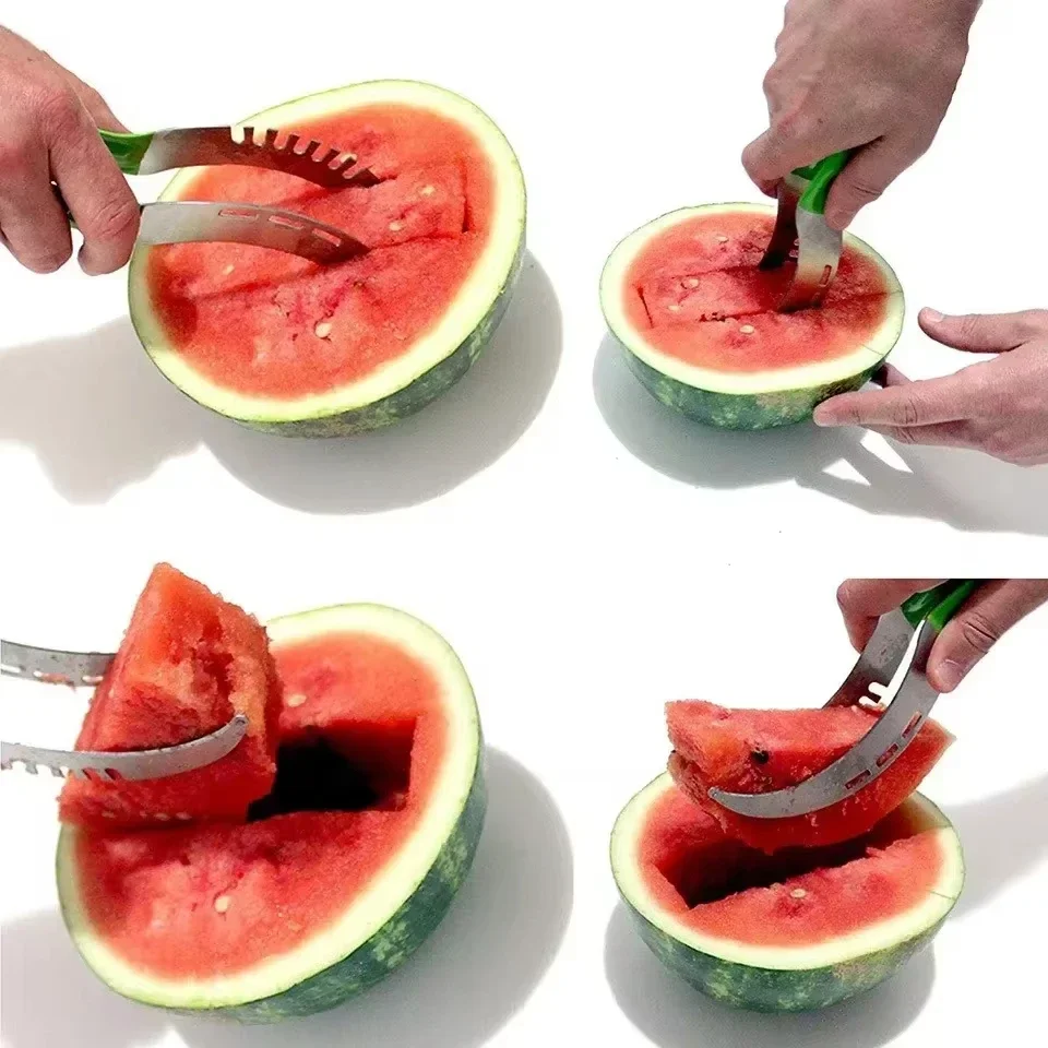 Stainless Watermelon Slicer Cutter Knife with Non-slip Plastic Wrap Handle Fruit Tools Kitchen Gadgets for Pineapple Cantaloupe