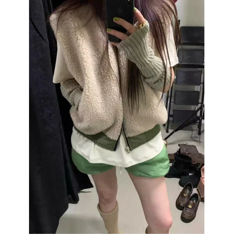 Versatile gilet in pelliccia di agnello intrecciata Capispalla Faionable Maglione da donna coreano Sle adatto a tutte le stagioni e Ocns