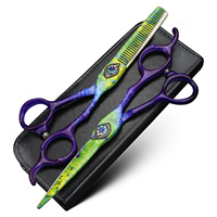 XUANFENG 6 inch Peacock Hair Scissors Steel Barber Cutting Scissors and Thinning Scissors