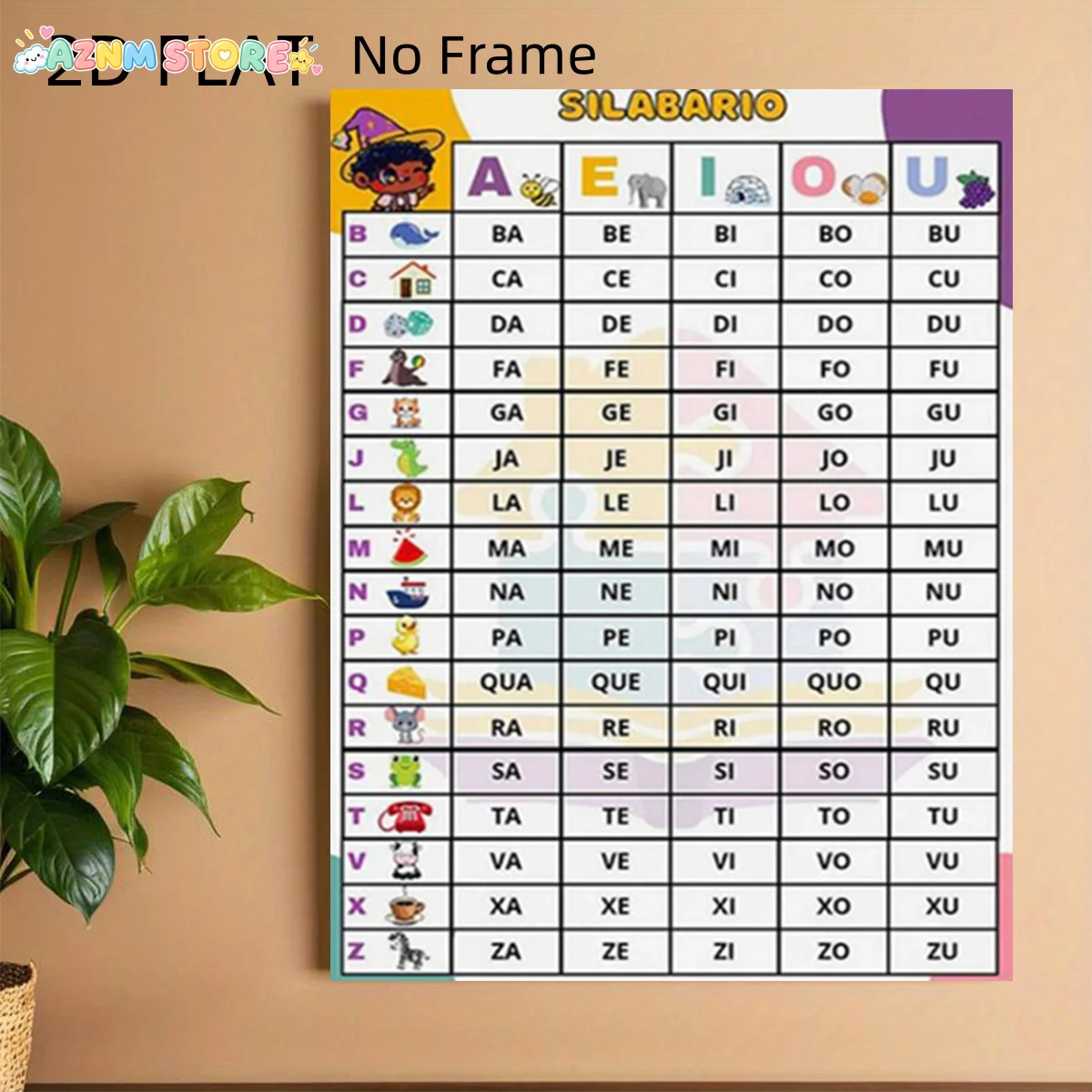 2027,   No Frame Posters Spanish Alphabet Canvas Wall Poster - Educational Learning Art, Suitable for Nursery Bedroom Classro