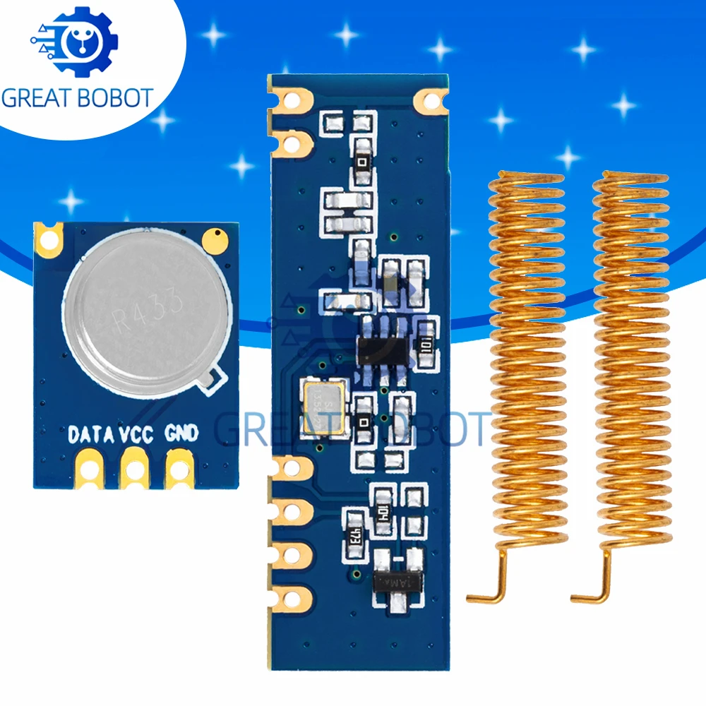 BS 1 Set 433MHz 100 Meters Wireless Module Kit ASK Transmitter STX882 + ASK Receiver SRX882 + 2Pcs Copper Spring Antenna