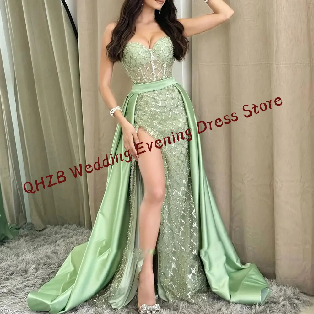 Classique chérie appliques dentelle détachable Train sirène robes de soirée formelles fête d'anniversaire robes de bal personnalisé