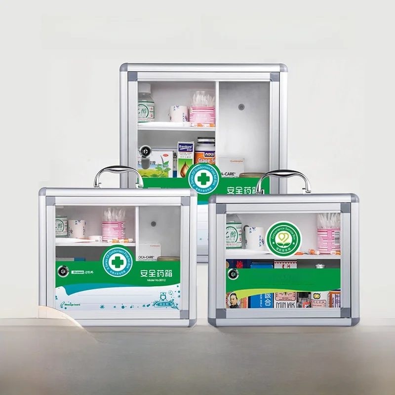 

Convenient Home First Aid Kit Wall-Mounted Loable Transparent Medicine Box Chilare Center Storage Organizer Aluminum Alloy