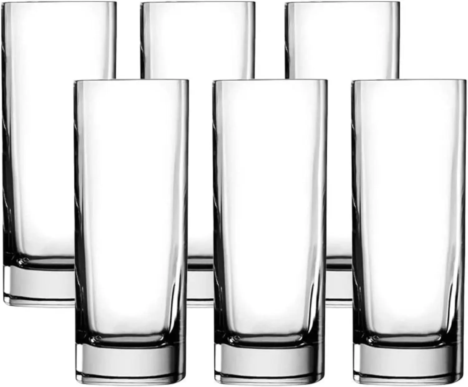 

Set of 6 Square Highball Glasses, Dishwasher Safe for Cocktails and Drinks