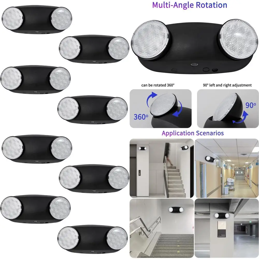 

4-Pack LED Emergency Exit Lights with Battery Backup, Commercial Grade, UL Certified, AC 120/277V, Hardwired (Black)