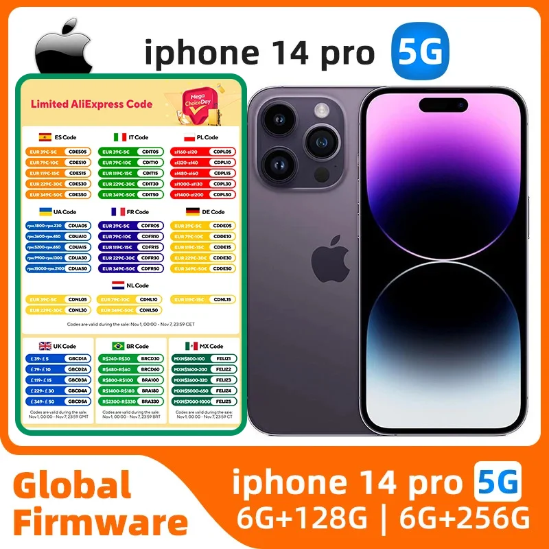 

Apple iphone 14 pro разблокированный 6,1 дюйма 256G все цвета в хорошем состоянии оригинальный б/у телефон