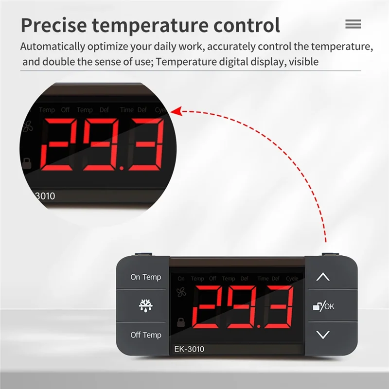 F-T Digital Temperature Controller 220V Cool Heat Switch Refrigerator Refrigeration Defrost Thermostat Sensor(EK-3030) Durable