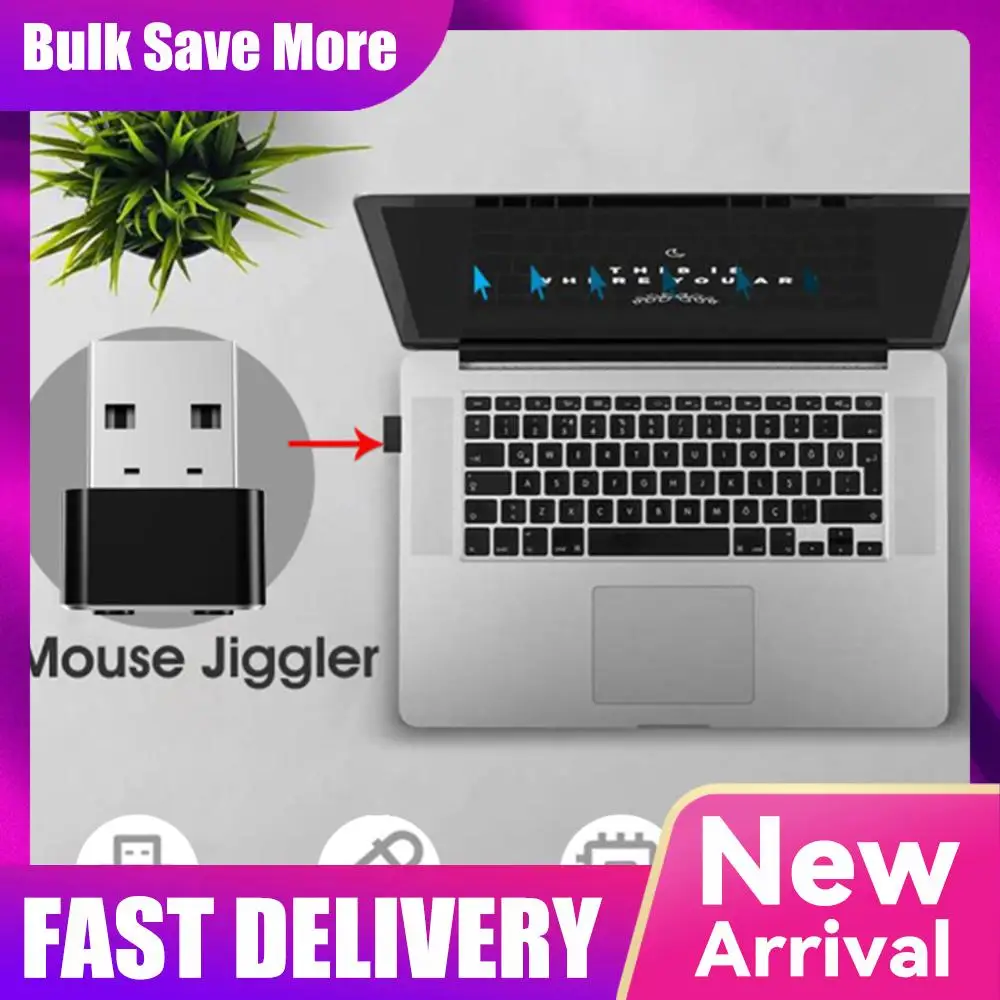 Automatic Mouse Jiggler 3 Track Mode Adjustable Mini Automatic Move Cursor Shaker with ON/OFF Indicator Light for Laptop Desktop