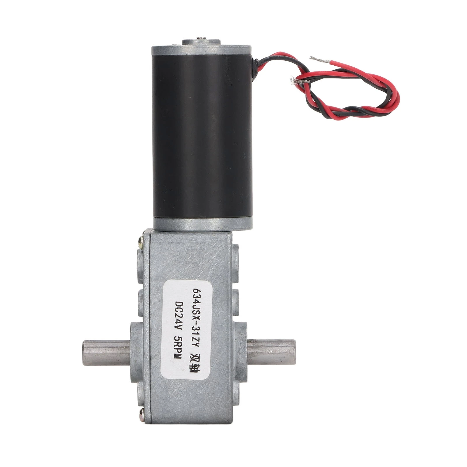 Gear Motor DC 24V Speed Reduction Self Locking Dual Shaft Reversible Worm Geared Motor 5RPM