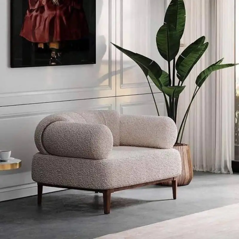 

Nordic Wooden Living Room Chairs Fabric Comfy Single Relaxing Lazy Living Room Chairs Arm Hotel Sillones Modernos Furniture