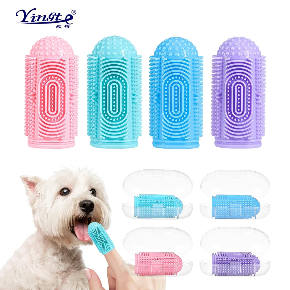 Pet Finger Cots 360 ° Toothbrush Silicone Material Anti Tartar Oral Cleaning Tool Suitable For Cat And Dog Gum Care Products