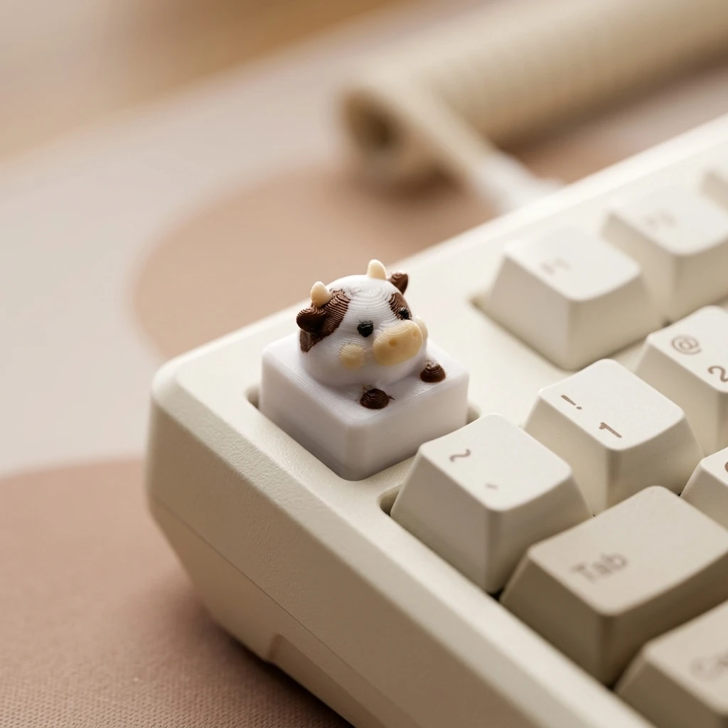 Cute Cow Key Cap, Creative Mechanical Keyboard Decoration Is a Perfect Key Cap Gift