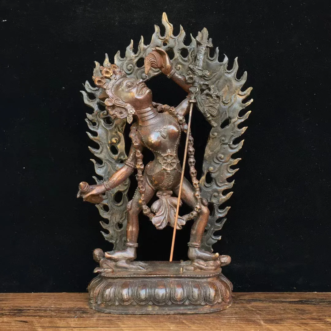 Old copper hand-made the victorious God of war Buddha statue,Free shipping