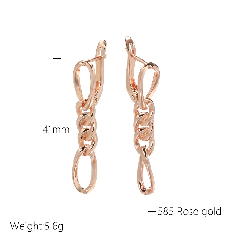 Kinel New Glossy 585 Rose Gold Long Earrings for Women Lovely Hollow Geometry Metal Earrings Cute Gift Fashion Vintage Jewelry