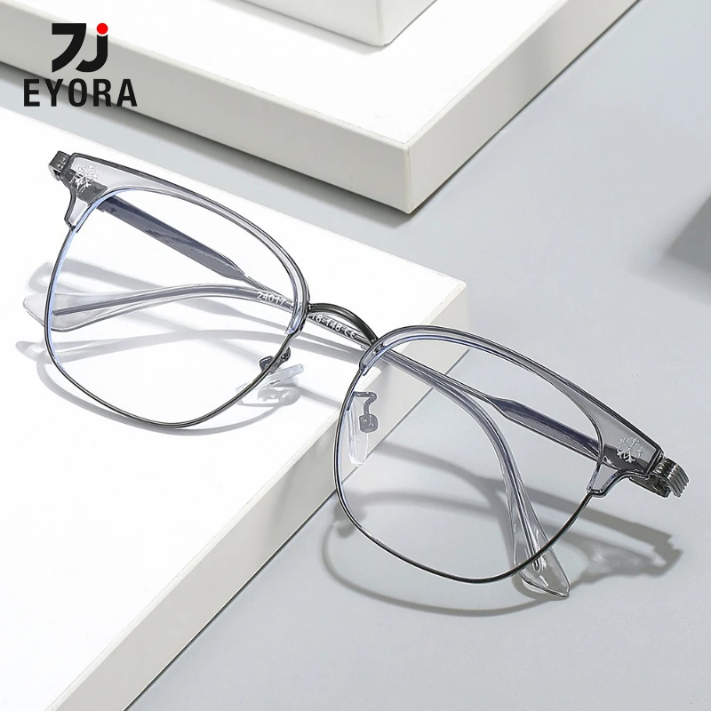 

EYORA Business Square Comfortable Reading Glasses Anti Blue Light Myopia and Hyperopia Photochromic Prescription Eyewear Lens