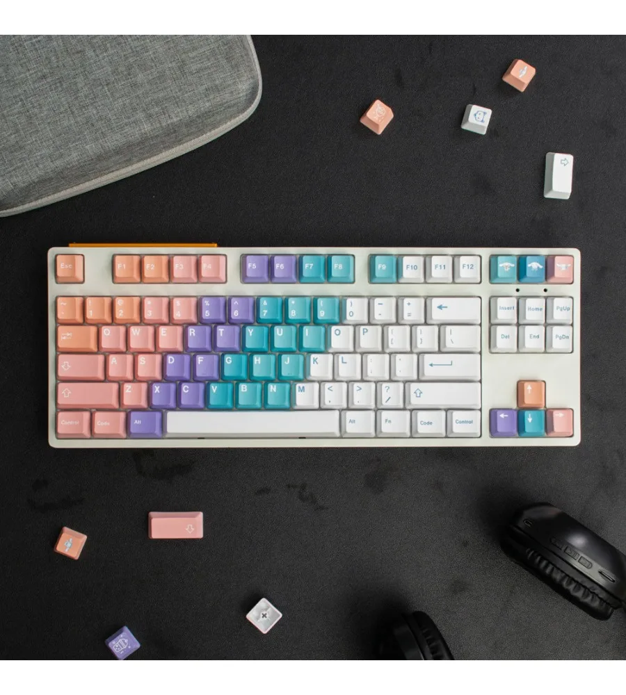 Rainbow gradual change keycap cherry original height PBT sublimation big full set of mechanical keyboard cap 64/75/87/98
