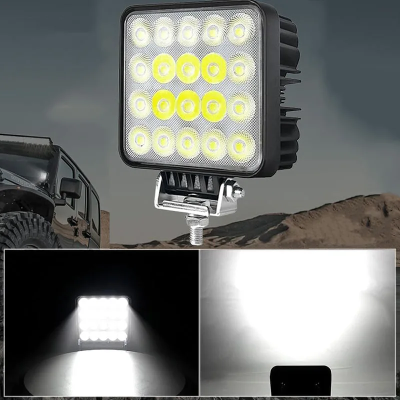 

60W Led Pod Light 4In Combo Beam Offroad Driving Fog Lights Square LED Work Light Fits Tractor Trailer Truck Snow Blower ATV UTV