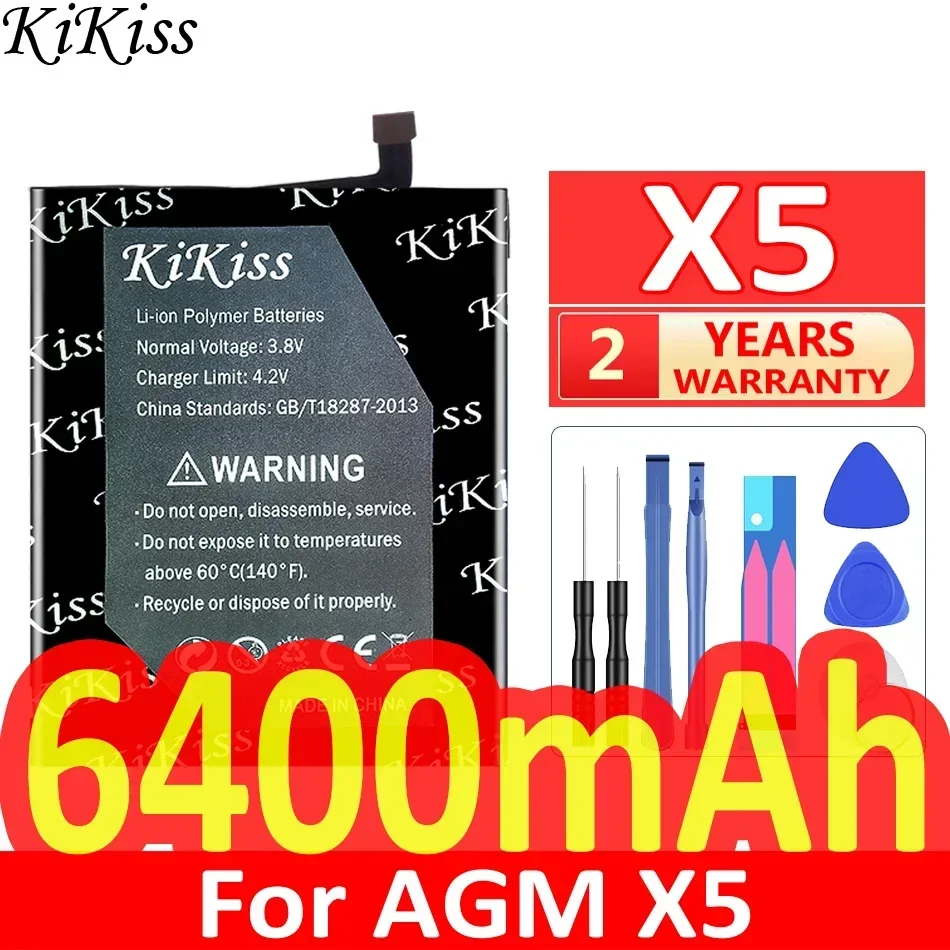 

5600mAh/6550mAh KiKiss Powerful Battery X 1 X 2 X 3 X 5 For AGM X5 X3 X2 SE X1 Mobile Phone Batteries