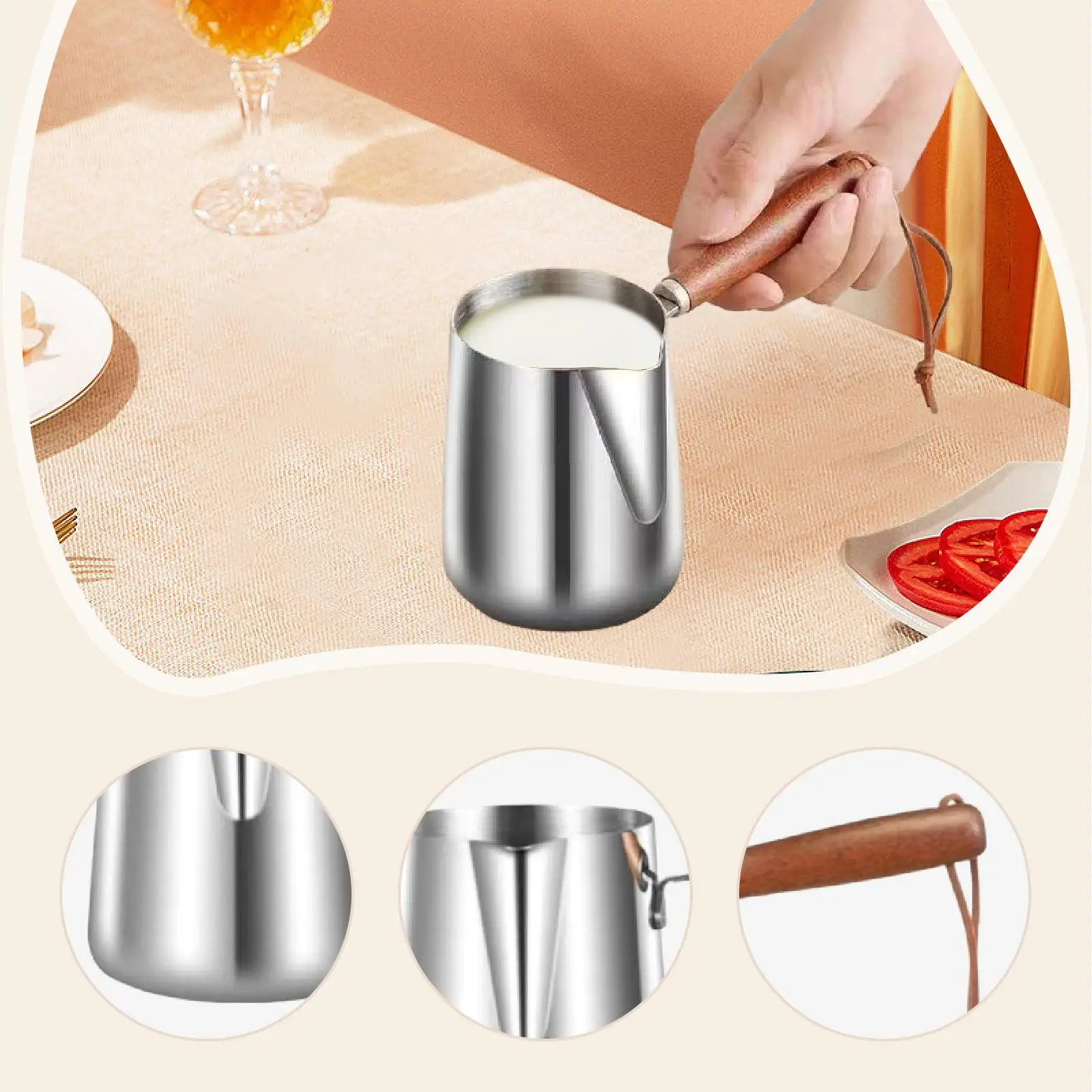 إبريق قهوة تركي إبريق الشاي إبريق ذوبان الشاي الملحقات مع مقبض خشبي وعاء تسخين الحليب غلاية قهوة لبار مقهى المنزل المطبخ