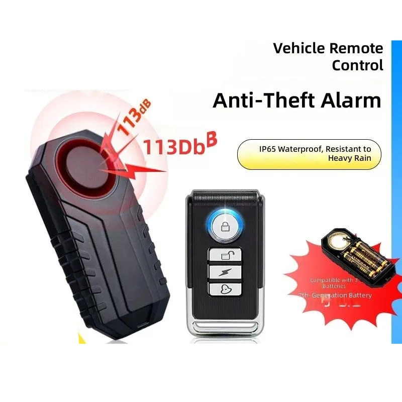 for Wireless Remote Control Bicycle Vibration Anti-theft Alarm for Vehicle Doors Windows Household Vibration Induction Alarm